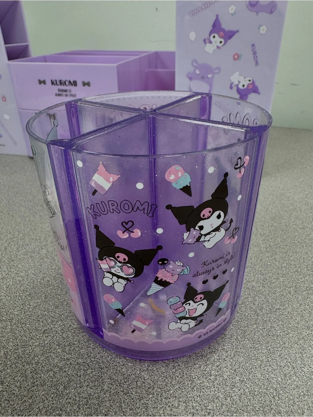 Kuromi Purple Desk Organizer 4 piece